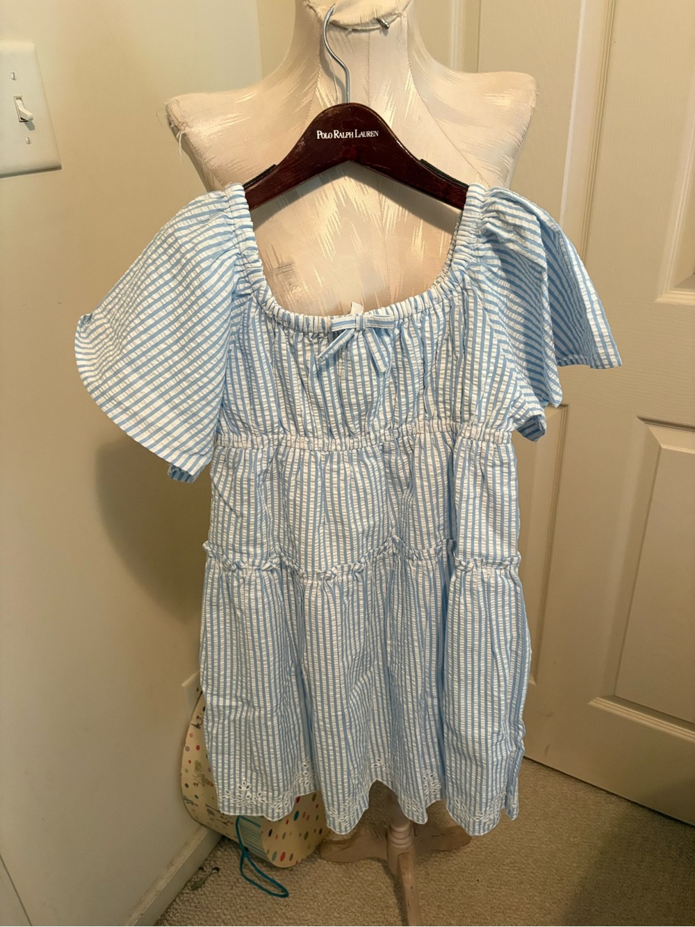 Janie and Jack nwt $79 size 10 Light Blue and White Striped Cotton Girls Dress